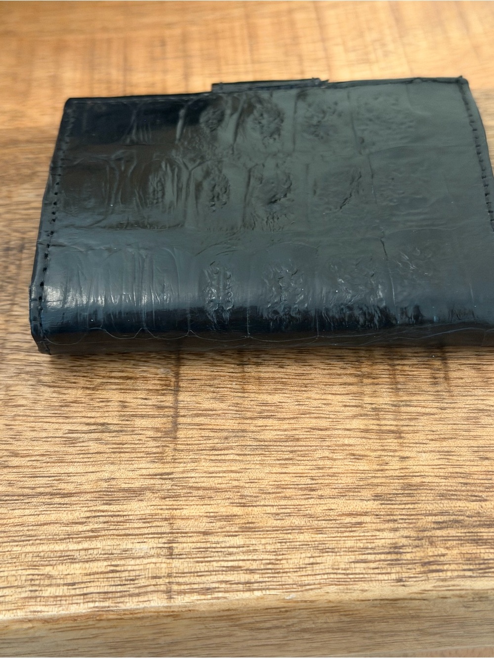 Genuine Alligator Skin Bifold Black Leather Snap Wallet NWT - Picture 5 of 9